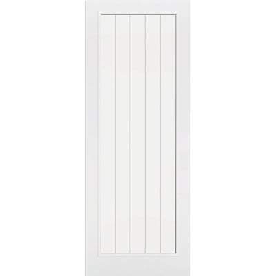 Moulded Textured Vertical White Primed 1 Glazed Clear With Frosted Lines Light Panel - All Sizes