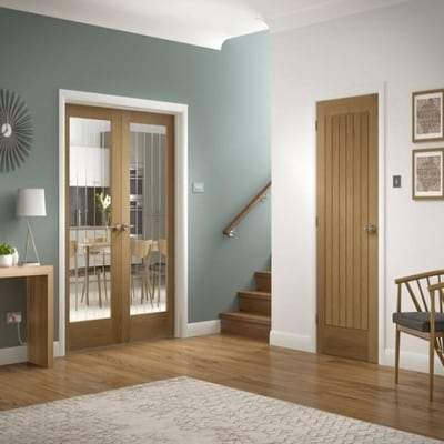 Oak Mexicano Glazed Door Pair Un-Finished Internal Door - 1981mm x 914mm