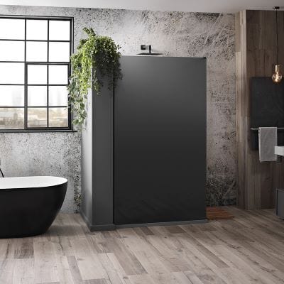 Mono Black Frosted Walk-in Front Panel Set - 1200 x 2000mm