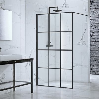 Velar+ Crittal Matt Black Framed Walk In Side Panel