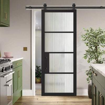 Chelsea Black Primed 4 Glazed Clear Light Panels Interior Door - 1981mm x 838mm