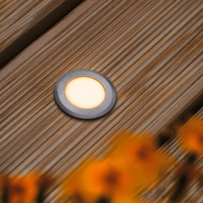 Outdoor 230V Gold LED Recessed Floor Light IP65 - Insect Friendly