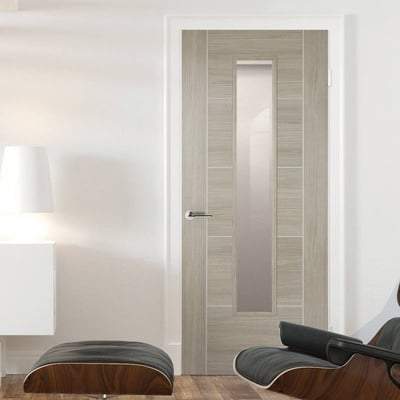 Vancouver Light Grey Laminated 1 Glazed Clear Light Panel Interior Door - 1981mm x 838mm