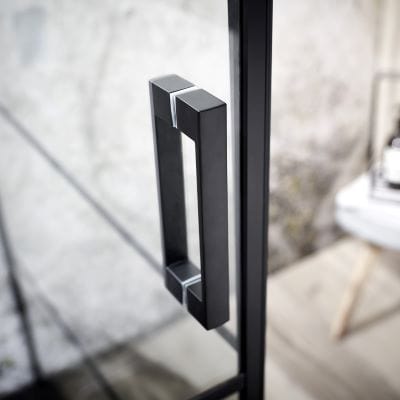 Velar+ Matt Black Hinge Corner Entry Door & Side Panel - 900 x 2000mm