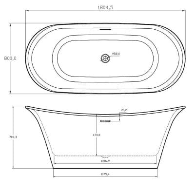 Bow Traditional Freestanding Double Ended Bath w/ Integrated Waste - All Colours