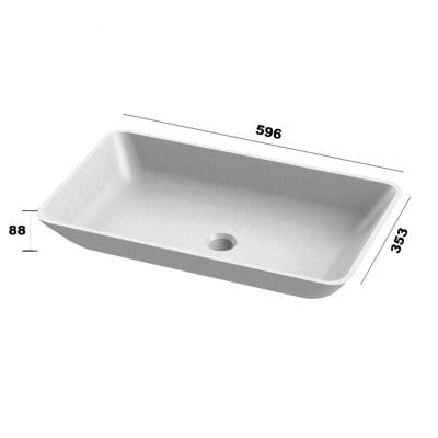 Elvis Rectangle Solid Surface Basin - 596 x 353 x 88mm