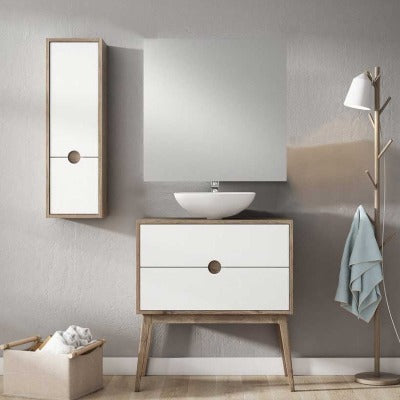 Kompass Tall Unit Oak/White - 300 x 250 x 960mm