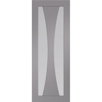 Verona Pre-Finished Internal Light Grey Door with Clear Glass