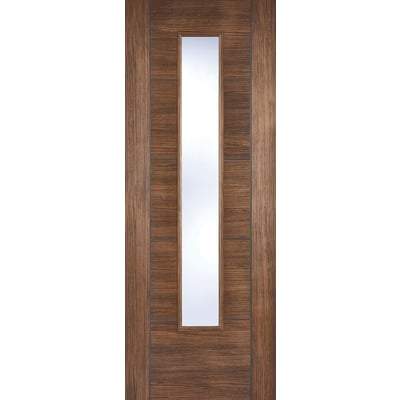 Vancouver Walnut Laminated 1 Glazed Clear Light Panel Interior Door - 1981mm x 762mm