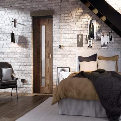 Sofia Walnut Pre-Finished 1 Glazed Clear Light Panel Interior Door - 1981mm x 838mm