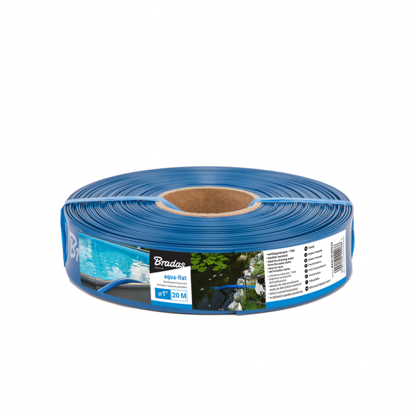 LayFlat 1" / 25mm x 20metres Water Discharge Aqua Hose Pipe Pump Irrigation with Free Secure Hose Clip