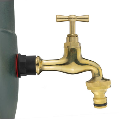 Water Butts Kit 1/2" With Polish Brass Tap & Snap On Connector