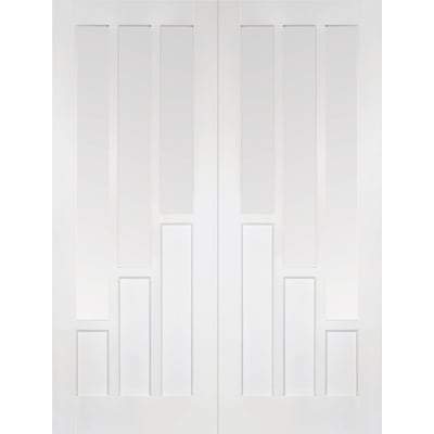 Coventry White Primed 6 Glazed Clear Light Panels Pair Interior Doors - 1981mm x 1219mm