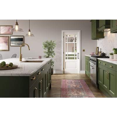 Downham White Primed 9 Glazed Clear Bevelled Light Panels Interior Door - 1981mm x 610mm