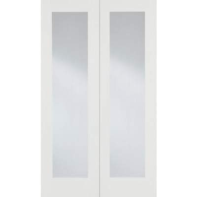 Pattern 20 White Primed 2 Glazed Clear Light Panels Pair Interior Doors - 1981mm x 1524mm