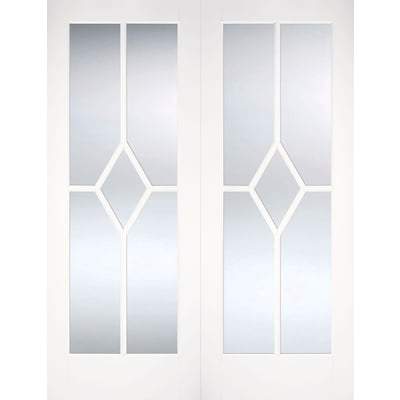 Reims White Glazed Clear Pair Primed Interior Doors - 1981mm x 1067mm