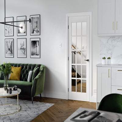 SA White Primed 15 Glazed Clear Light Panels Interior Door - All Sizes