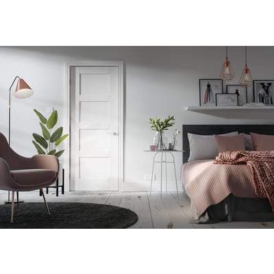 Shaker White Primed 4 Panel Interior Fire Door FD30 - 1981mm x 762mm