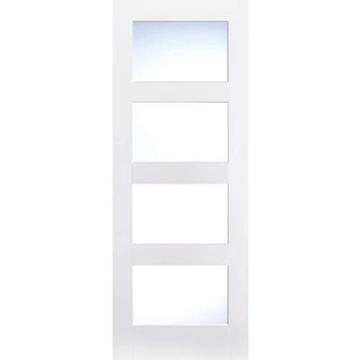 Shaker White Primed 4 Glazed Clear Light Panels Interior Door - 1981mm x 533mm