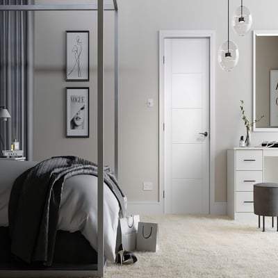 Vancouver White Primed 5 Panel Interior Fire Door FD30 - 2040mm x 926mm
