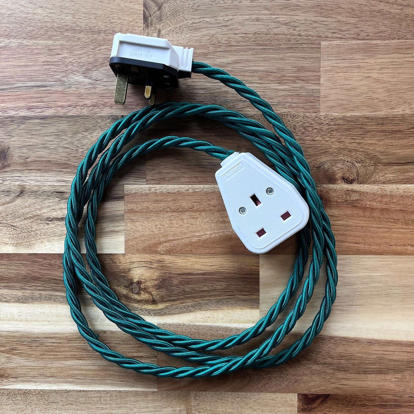 Christmas Red/White/Green Decorative Extension Lead - White Trailing Socket