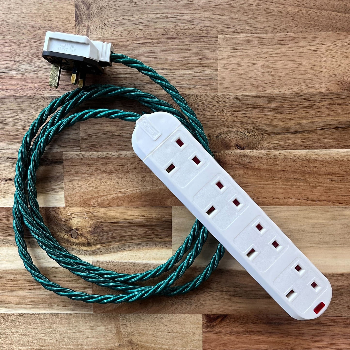 Christmas Red/White/Green Decorative Extension Lead - White Trailing Socket