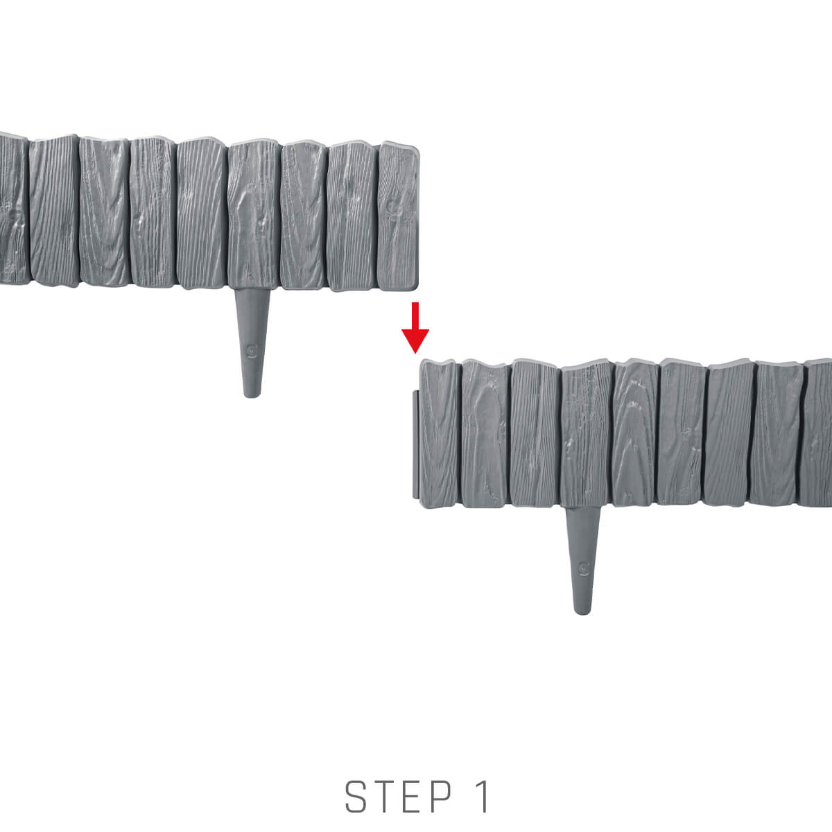 Lawn Edging, Plastic Palisade Wood Effect, 2.32m, Black