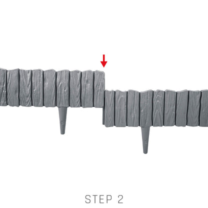 Lawn Edging, Plastic Palisade Wood Effect, 2.32m, Black