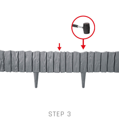 Lawn Edging, Plastic Palisade Wood Effect, 2.32m, Black