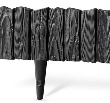 Lawn Edging, Plastic Palisade Wood Effect, 2.32m, Black