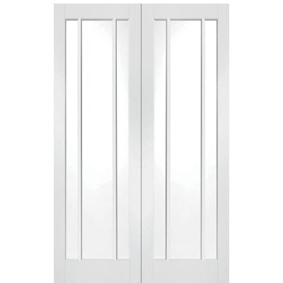 Worcester Internal Rebated White Primed Door Pair with Clear Glass