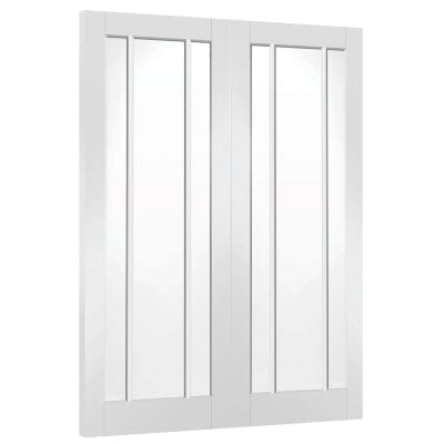 Worcester Internal Rebated White Primed Door Pair with Clear Glass