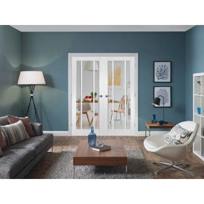 Worcester Internal Rebated White Primed Door Pair with Clear Glass