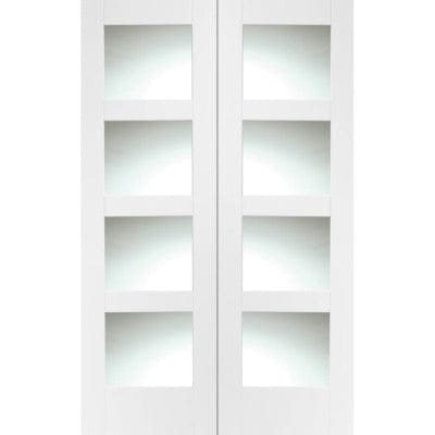 Shaker Internal White Rebated Door Pair with Clear Glass - 1981 x 1372 x 40mm